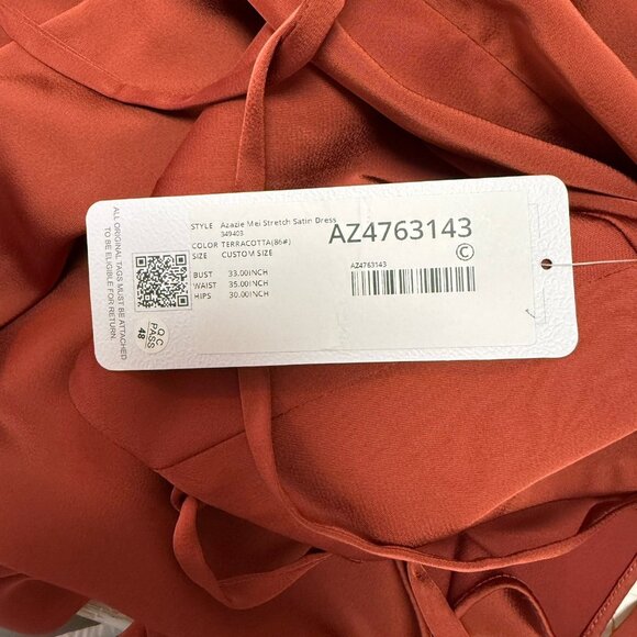 Azazie Dress New Bridesmaid Prom Wedding Party Rust Burnt Orange Spaghetti Strap - Picture 14 of 14